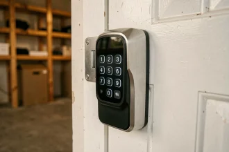 Nouveau système de verrouillage intelligent pour porte de garage avec clavier numérique rétroéclairé en aluminium brossé